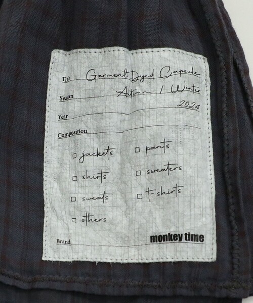 MONKEY TIME（モンキータイム）の「ガーメントダイ ダブルガーゼ チェック スカーフ（ストール/ショール・メンズ・オリーブ/ダークグレー・FREE）」の3枚目の写真