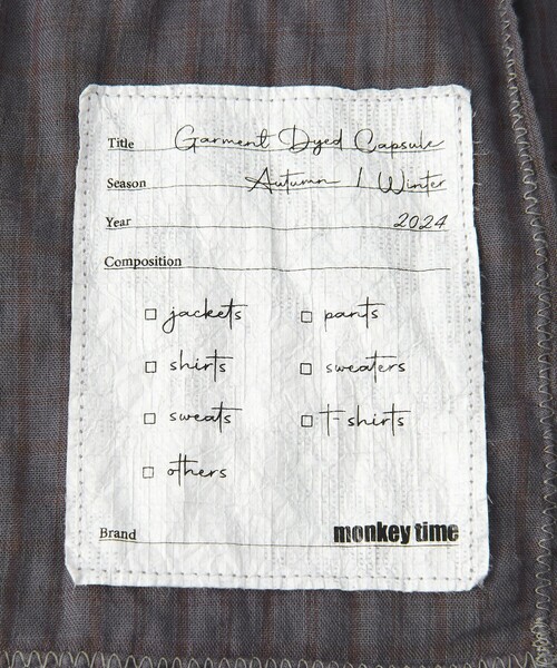 MONKEY TIME（モンキータイム）の「ガーメントダイ ダブルガーゼ チェック スカーフ（ストール/ショール・メンズ・オリーブ/ダークグレー・FREE）」の8枚目の写真