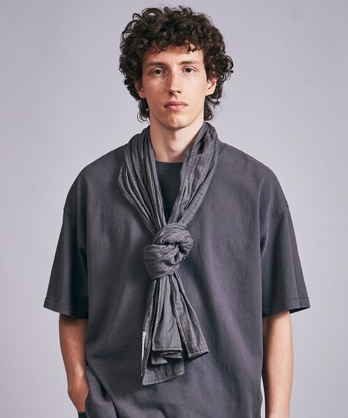 MONKEY TIME（モンキータイム）の「ガーメントダイ ダブルガーゼ チェック スカーフ（ストール/ショール・メンズ・オリーブ/ダークグレー・FREE）」の14枚目の写真