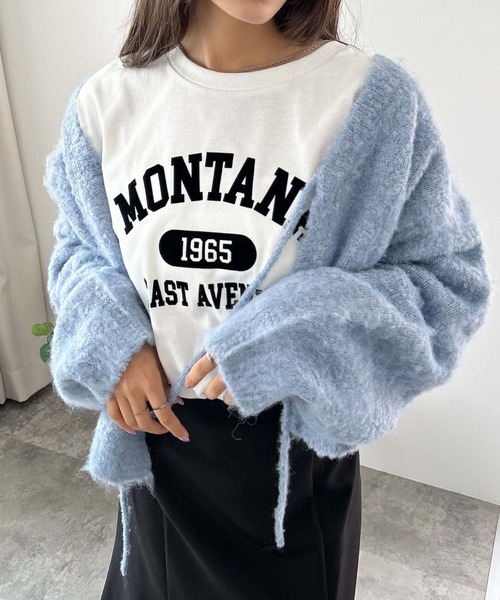 INGNI(イング)の「【WEB限定】フロントリボンブークレーニットカーディガン(カーディガン/ボレロ・レディース・アイボリー/ミント/サックスブルー/ピンク/グレー・M)」の7枚目の写真