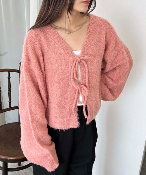 INGNI(イング)の「【WEB限定】フロントリボンブークレーニットカーディガン(カーディガン/ボレロ・レディース・アイボリー/ミント/サックスブルー/ピンク/グレー・M)」の8枚目の写真