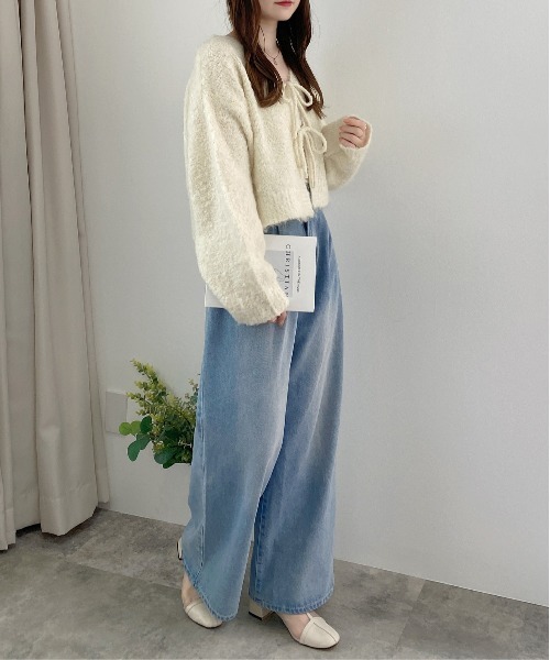 INGNI(イング)の「【WEB限定】フロントリボンブークレーニットカーディガン(カーディガン/ボレロ・レディース・アイボリー/ミント/サックスブルー/ピンク/グレー・M)」の12枚目の写真