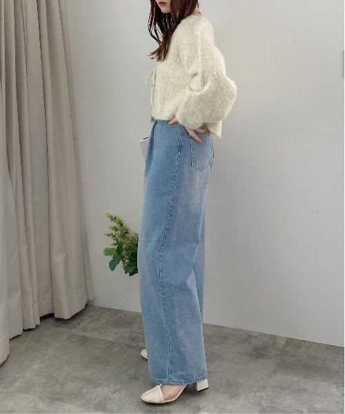 INGNI(イング)の「【WEB限定】フロントリボンブークレーニットカーディガン(カーディガン/ボレロ・レディース・アイボリー/ミント/サックスブルー/ピンク/グレー・M)」の13枚目の写真