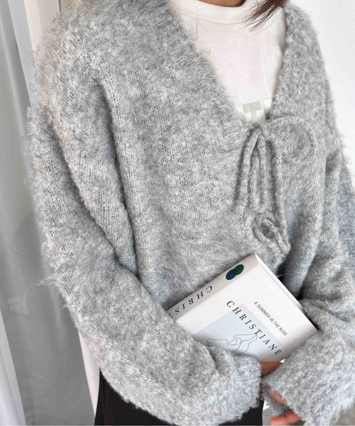 INGNI(イング)の「【WEB限定】フロントリボンブークレーニットカーディガン(カーディガン/ボレロ・レディース・アイボリー/ミント/サックスブルー/ピンク/グレー・M)」の20枚目の写真