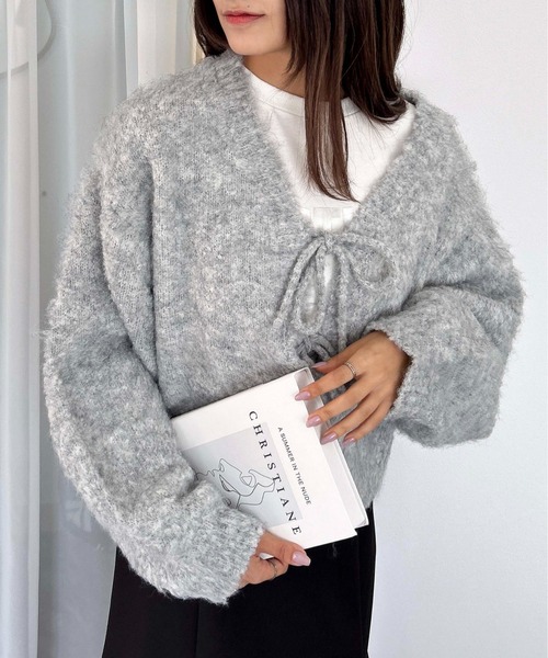 INGNI(イング)の「【WEB限定】フロントリボンブークレーニットカーディガン(カーディガン/ボレロ・レディース・アイボリー/ミント/サックスブルー/ピンク/グレー・M)」の19枚目の写真