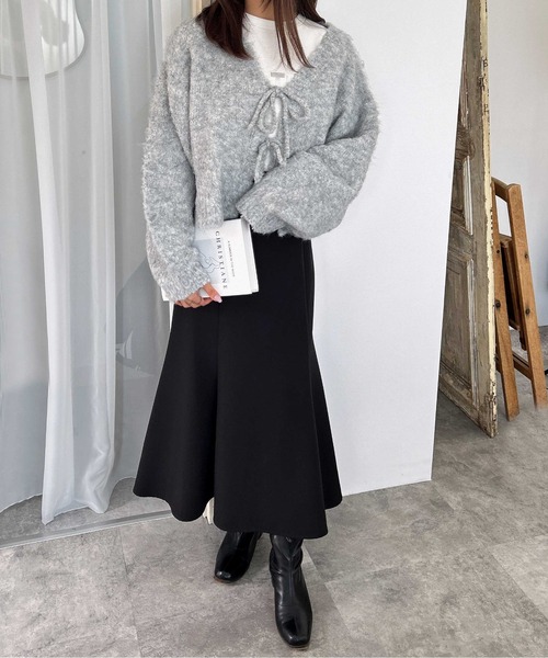 INGNI(イング)の「【WEB限定】フロントリボンブークレーニットカーディガン(カーディガン/ボレロ・レディース・アイボリー/ミント/サックスブルー/ピンク/グレー・M)」の21枚目の写真