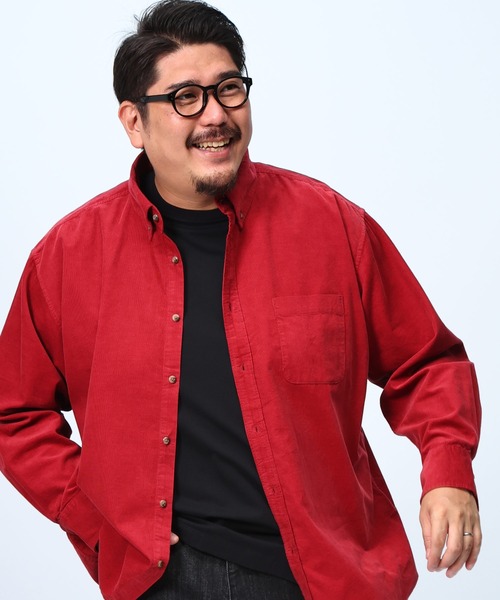 B&T CLUB（ビーティークラブ）の「コーデュロイ ボタンダウン 長袖シャツ（シャツ/ブラウス・メンズ・アイボリー/ブラック/カーキ/ワイン/ブルー/ブラウン/ダークグレー/ネイビー・X4(8L～9L)/X1(3L～4L)/X5(9L～10L)/X2(4L～5L)/X3(6L～7L)）」の8枚目の写真