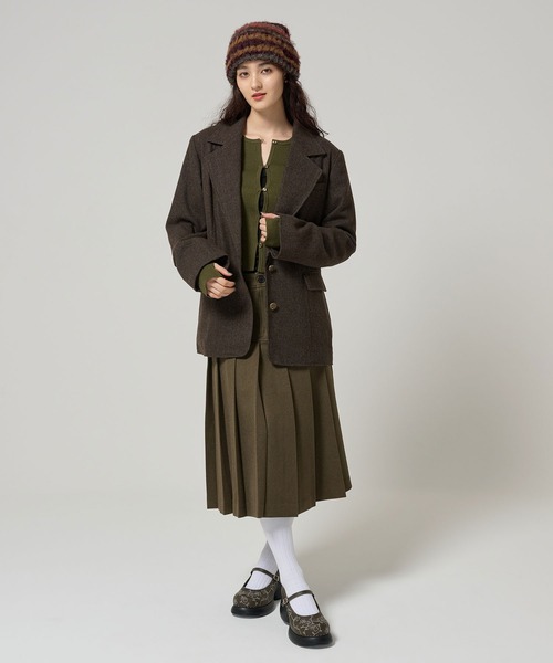 TINA:JOJUN(ティーナジョジュン)の「ウールミックス チェックジャケット TINA:JOJUN(テーラードジャケット・レディース・キャメル/カーキ・M)」の12枚目の写真