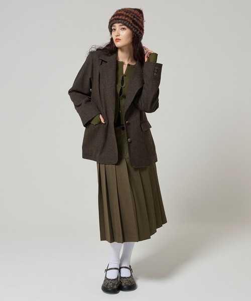 TINA:JOJUN(ティーナジョジュン)の「ウールミックス チェックジャケット TINA:JOJUN(テーラードジャケット・レディース・キャメル/カーキ・M)」の14枚目の写真