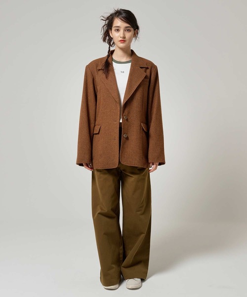 TINA:JOJUN(ティーナジョジュン)の「ウールミックス チェックジャケット TINA:JOJUN(テーラードジャケット・レディース・キャメル/カーキ・M)」の19枚目の写真