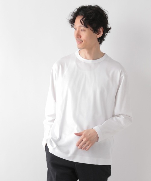 バ*ム様 RASSVET 長袖カットソー ホワイト/グリーン セール】リッチクリーンTEE/長袖/116236（Tシャツ/カットソー