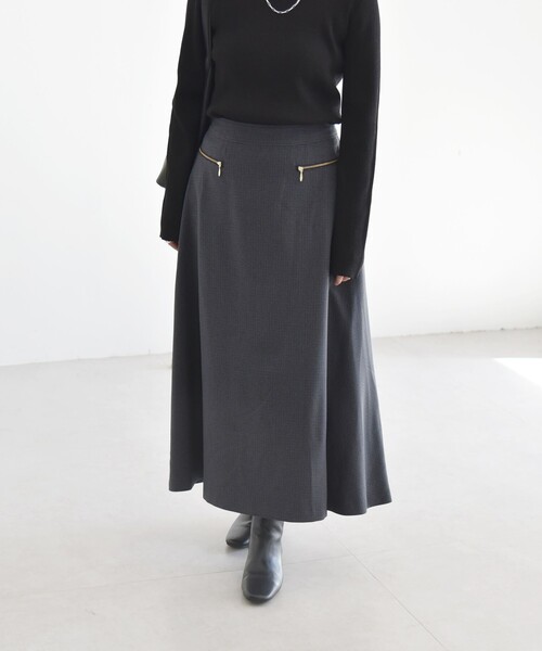 【セール】quaranciel:〈洗濯機可能〉チェック Aライン セミフレア スカート（スカート）｜quaranciel（カランシエル）