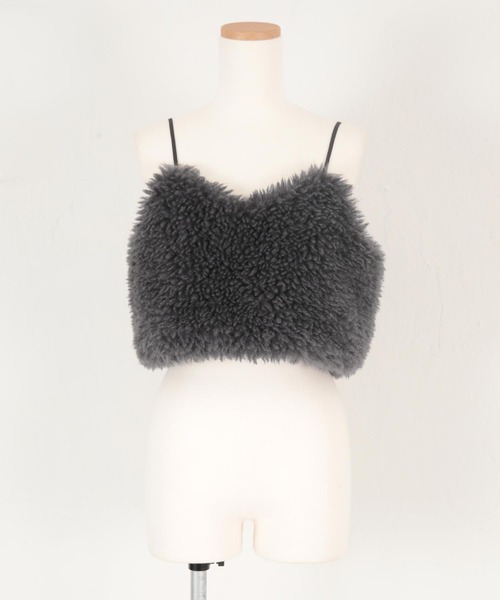 titivate(ティティベイト)の「フェイクシープファービスチェ(キャミソール・レディース・アイボリー/チャコール・M)」の12枚目の写真