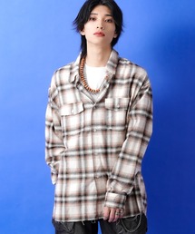 a.p.o.v. カットオフダメージチェックネルシャツ