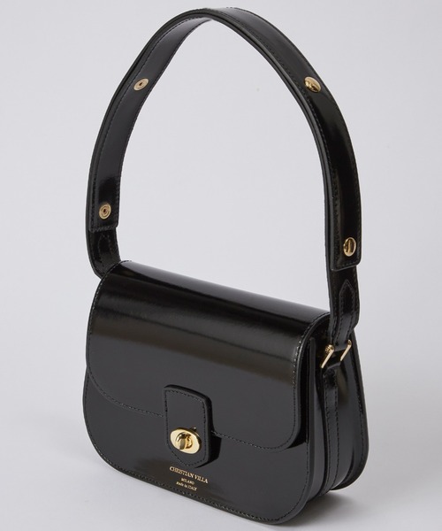 CHRISTIAN VILLA（クリスチャンヴィラ）の「フラップレザーショルダーバッグ《CHRISTIAN VILLA》（ハンドバッグ・レディース・ベージュ/ブラック・フリー）」の4枚目の写真