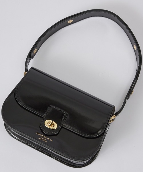 CHRISTIAN VILLA（クリスチャンヴィラ）の「フラップレザーショルダーバッグ《CHRISTIAN VILLA》（ハンドバッグ・レディース・ベージュ/ブラック・フリー）」の7枚目の写真