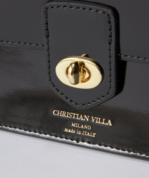 CHRISTIAN VILLA（クリスチャンヴィラ）の「フラップレザーショルダーバッグ《CHRISTIAN VILLA》（ハンドバッグ・レディース・ベージュ/ブラック・フリー）」の8枚目の写真
