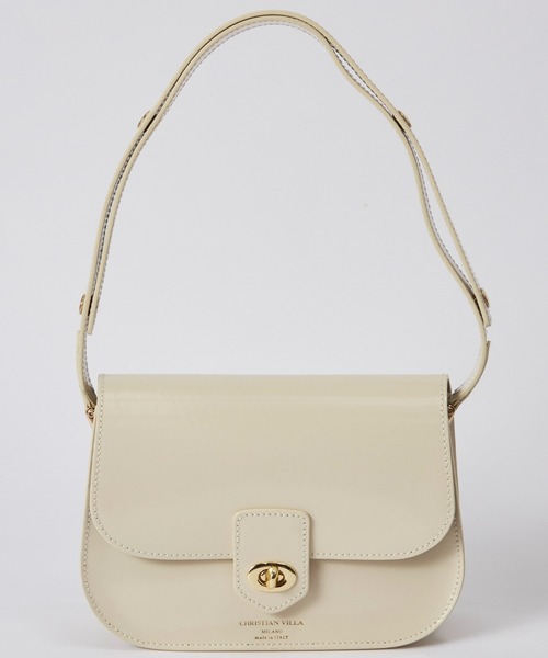 CHRISTIAN VILLA（クリスチャンヴィラ）の「フラップレザーショルダーバッグ《CHRISTIAN VILLA》（ハンドバッグ・レディース・ベージュ/ブラック・フリー）」の10枚目の写真