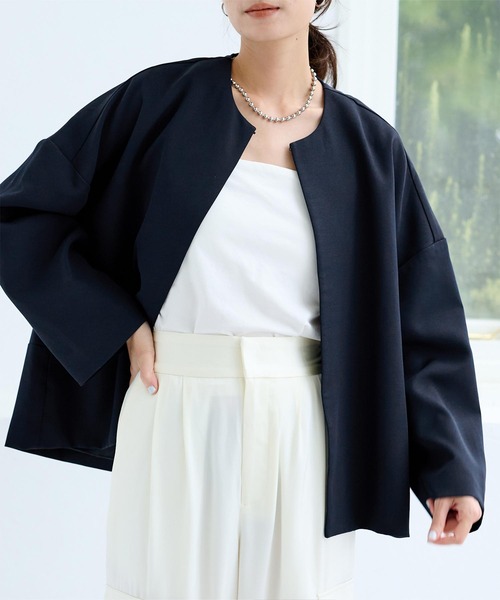 セール】ノーカラーオーバーサイズジャケット（ノーカラージャケット