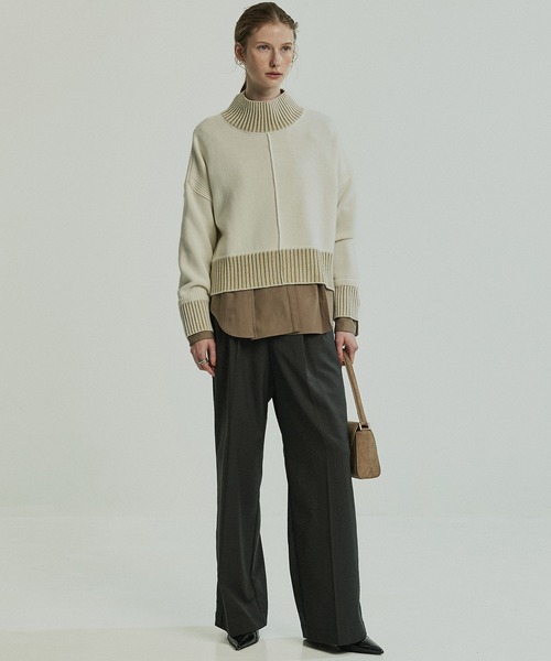 PUBLIC TOKYO（パブリックトウキョウ）の「エアウールショートニット（ニット/セーター・レディース・ホワイト/グレー/サックスブルー/ベージュ/ネイビー/モカ・FREE）」の9枚目の写真