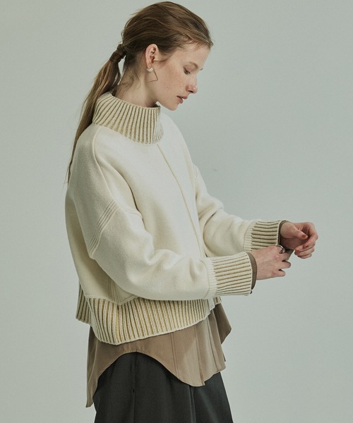 PUBLIC TOKYO（パブリックトウキョウ）の「エアウールショートニット（ニット/セーター・レディース・ホワイト/グレー/サックスブルー/ベージュ/ネイビー/モカ・FREE）」の13枚目の写真