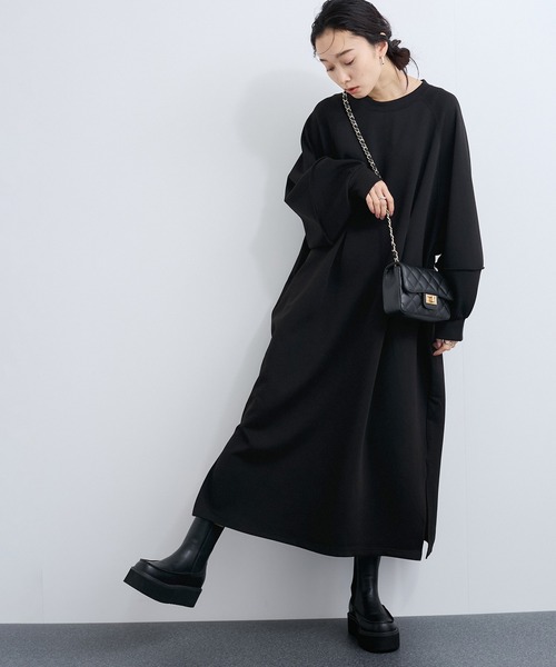 le cercle ADAM ET ROPE'（ルセルクルアダムエロペ）の「フォルムワンピース（ワンピース・レディース・カーキ/ブラック/ライトグレー・FREE）」の2枚目の写真