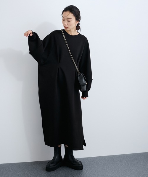 le cercle ADAM ET ROPE'（ルセルクルアダムエロペ）の「フォルムワンピース（ワンピース・レディース・カーキ/ブラック/ライトグレー・FREE）」の6枚目の写真