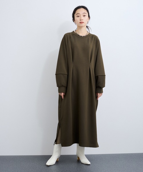 le cercle ADAM ET ROPE'（ルセルクルアダムエロペ）の「フォルムワンピース（ワンピース・レディース・カーキ/ブラック/ライトグレー・FREE）」の8枚目の写真