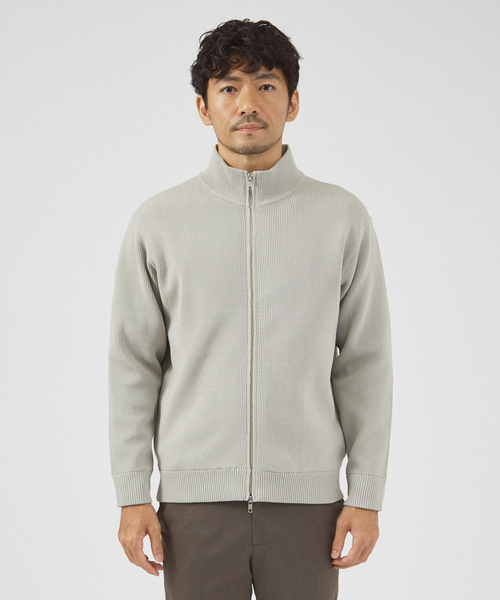 ABAHOUSE GRAY(アバハウスグレイ)の「【定番人気】12ゲージ 畦編み ドライバーズニット / ジップアップニット(カーディガン/ボレロ・メンズ・ブラック/グレー/ホワイト/ネイビー・46/48)」の8枚目の写真