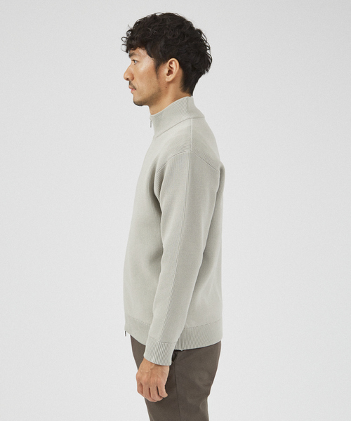 ABAHOUSE GRAY(アバハウスグレイ)の「【定番人気】12ゲージ 畦編み ドライバーズニット / ジップアップニット(カーディガン/ボレロ・メンズ・ブラック/グレー/ホワイト/ネイビー・46/48)」の9枚目の写真