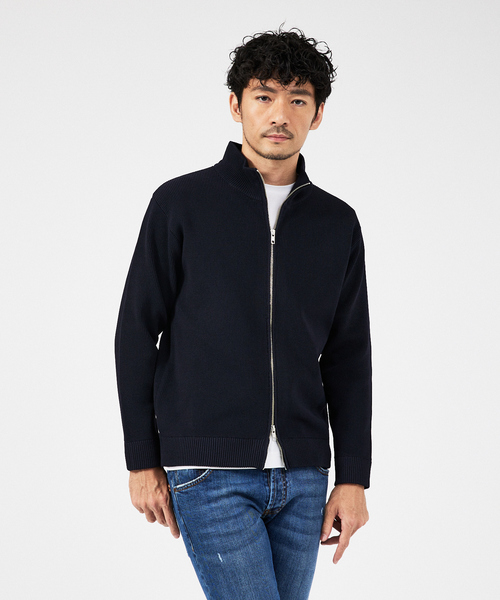 ABAHOUSE GRAY(アバハウスグレイ)の「【定番人気】12ゲージ 畦編み ドライバーズニット / ジップアップニット(カーディガン/ボレロ・メンズ・ブラック/グレー/ホワイト/ネイビー・46/48)」の5枚目の写真