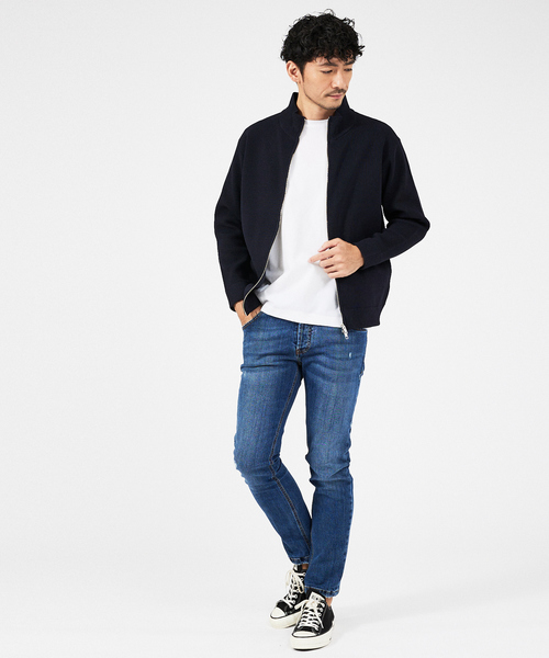 ABAHOUSE GRAY(アバハウスグレイ)の「【定番人気】12ゲージ 畦編み ドライバーズニット / ジップアップニット(カーディガン/ボレロ・メンズ・ブラック/グレー/ホワイト/ネイビー・46/48)」の6枚目の写真