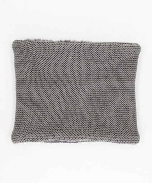 COMME CA COMMUNE(コムサコミューン)の「畦編みニット&フェイクファー リバーシブル スヌード(ストール/ショール・メンズ・ブラック/ブルー/ライトグレー・FREE)」の3枚目の写真