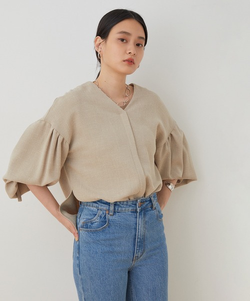 【新品】アダムエロペ　麻　ブラウス　ベージュ　ROPE 楽天市場】【WEB限定・セットアップ対応】麻ペプラム