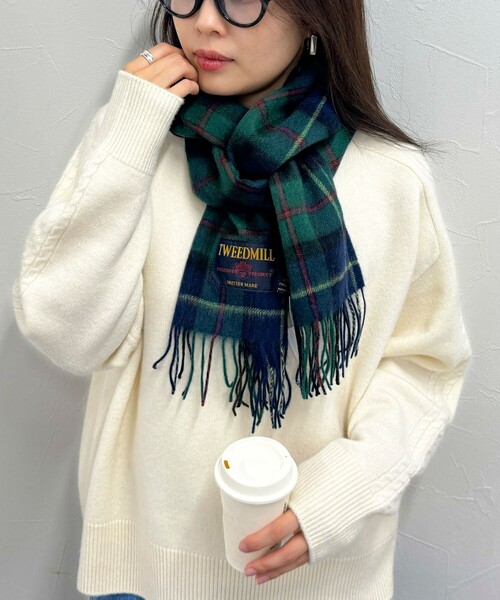 fredy emue（フレディエミュ）の「【TWEED MILL/ツイードミル】ウールチェックマフラー30（マフラー・レディース・レッド系その他/ホワイト系その他2/グリーン系その他・FREE）」の6枚目の写真