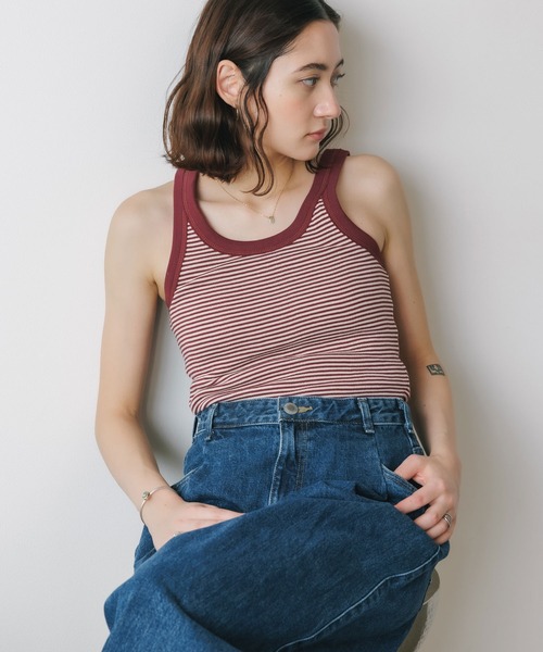 MILLER（ミラー）の「R.P.miller/ミラー PANELRIB Cup US Tank タンクトップ（タンクトップ・レディース・レッド系その他/ブラウン/ホワイト系その他/グレー/ブラウン系その他/ブラック/アイボリー/レッド系/レッド系1/ネイビー/グリーン/ダークブルー・FREE）」の12枚目の写真