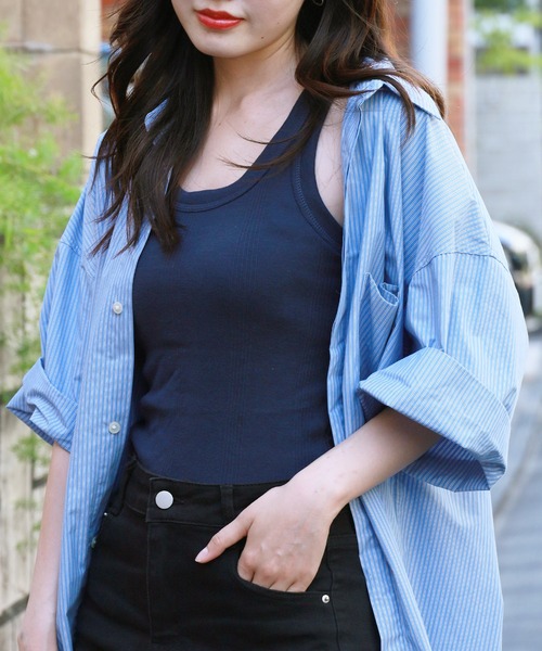 MILLER（ミラー）の「R.P.miller/ミラー PANELRIB Cup US Tank タンクトップ（タンクトップ・レディース・レッド系その他/ブラウン/ホワイト系その他/グレー/ブラウン系その他/ブラック/アイボリー/レッド系/レッド系1/ネイビー/グリーン/ダークブルー・FREE）」の9枚目の写真