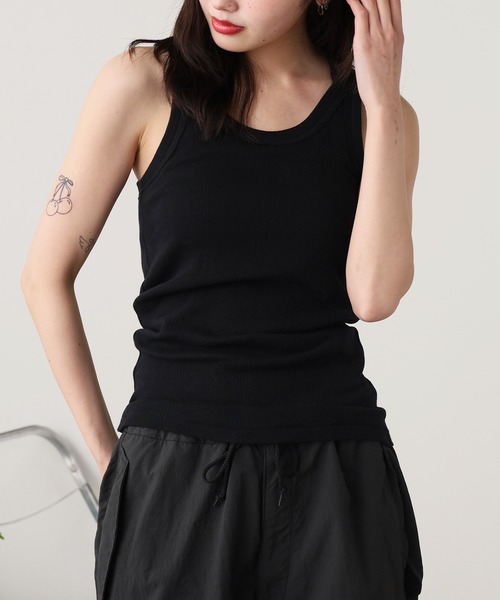 MILLER（ミラー）の「R.P.miller/ミラー PANELRIB Cup US Tank タンクトップ（タンクトップ・レディース・レッド系その他/ブラウン/ホワイト系その他/グレー/ブラウン系その他/ブラック/アイボリー/レッド系/レッド系1/ネイビー/グリーン/ダークブルー・FREE）」の4枚目の写真