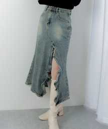 slit ruffle denim skirt/スリットフリルデニムスカート