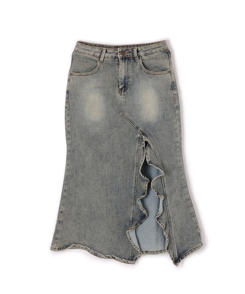 M DOLLY(エムドリー)の「slit ruffle denim skirt/スリットフリルデニムスカート(デニムスカート・レディース・グレー・M/S)」の6枚目の写真