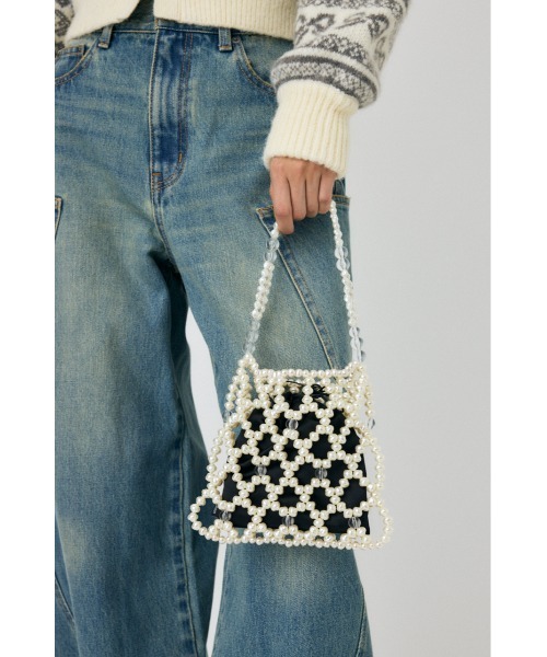 MOUSSY(マウジー)の「MIX BEADS PEARL バッグ(ハンドバッグ・レディース・オフホワイト・FREE)」の2枚目の写真