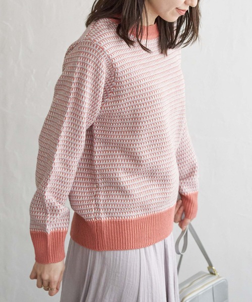 ikka（イッカ）の「幾何ジャガードニットプルオーバー（ニット/セーター・レディース・ベビーピンク/ブラック/ブルー/オフホワイト・L/M/S）」の4枚目の写真