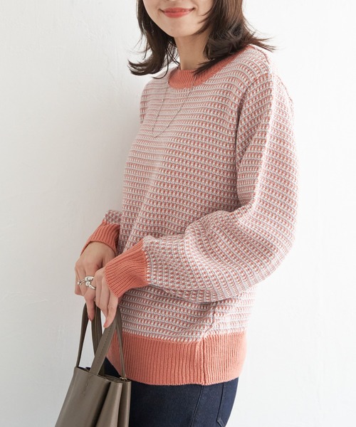 ikka（イッカ）の「幾何ジャガードニットプルオーバー（ニット/セーター・レディース・ベビーピンク/ブラック/ブルー/オフホワイト・L/M/S）」の19枚目の写真