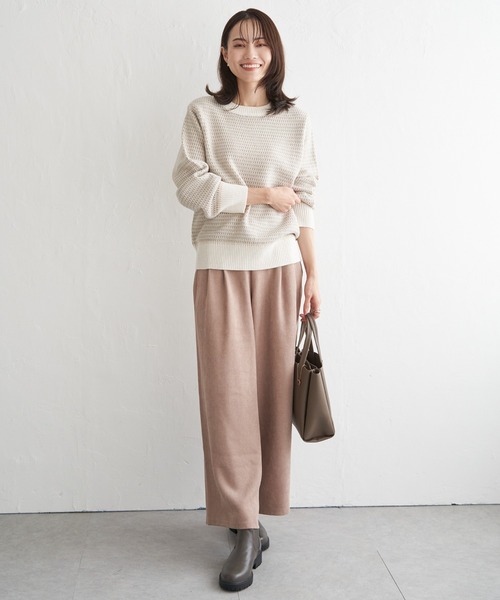 ikka（イッカ）の「幾何ジャガードニットプルオーバー（ニット/セーター・レディース・ベビーピンク/ブラック/ブルー/オフホワイト・L/M/S）」の7枚目の写真