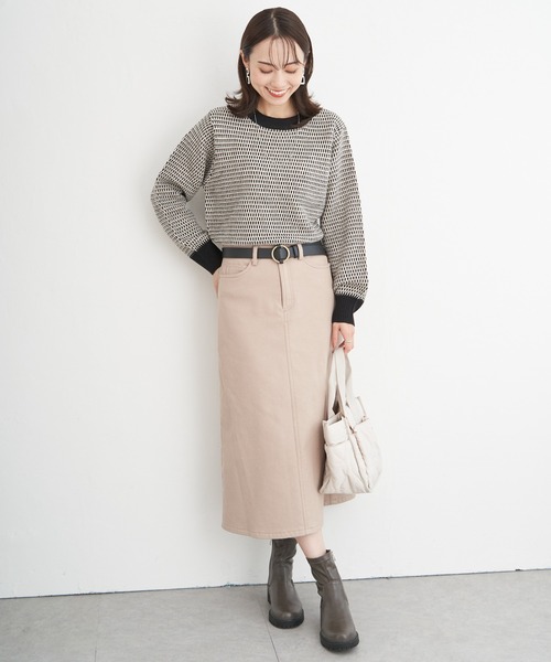 ikka（イッカ）の「幾何ジャガードニットプルオーバー（ニット/セーター・レディース・ベビーピンク/ブラック/ブルー/オフホワイト・L/M/S）」の13枚目の写真