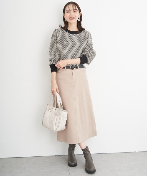 ikka（イッカ）の「幾何ジャガードニットプルオーバー（ニット/セーター・レディース・ベビーピンク/ブラック/ブルー/オフホワイト・L/M/S）」の14枚目の写真