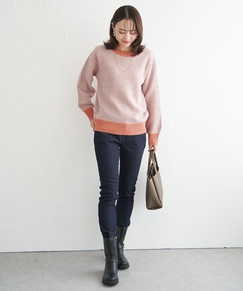 ikka（イッカ）の「幾何ジャガードニットプルオーバー（ニット/セーター・レディース・ベビーピンク/ブラック/ブルー/オフホワイト・L/M/S）」の17枚目の写真