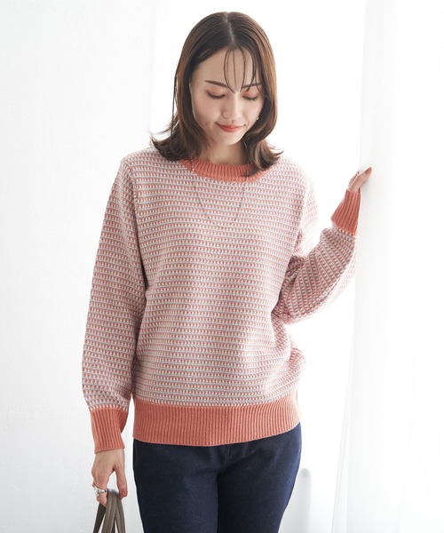 ikka（イッカ）の「幾何ジャガードニットプルオーバー（ニット/セーター・レディース・ベビーピンク/ブラック/ブルー/オフホワイト・L/M/S）」の20枚目の写真