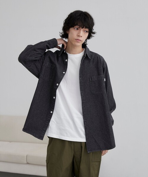 coen（コーエン）の「【C.DENIMS】デニムレギュラーカラーシャツ（シャツ/ブラウス・メンズ・ライトブルー/ネイビー/グレー・M/L/XL）」の4枚目の写真