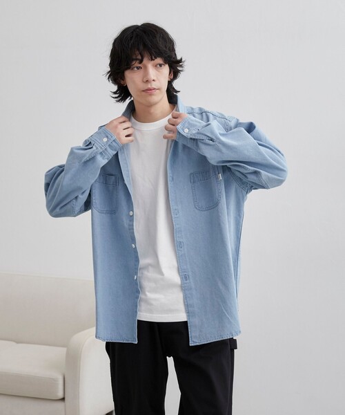coen（コーエン）の「【C.DENIMS】デニムレギュラーカラーシャツ（シャツ/ブラウス・メンズ・ライトブルー/ネイビー/グレー・M/L/XL）」の10枚目の写真